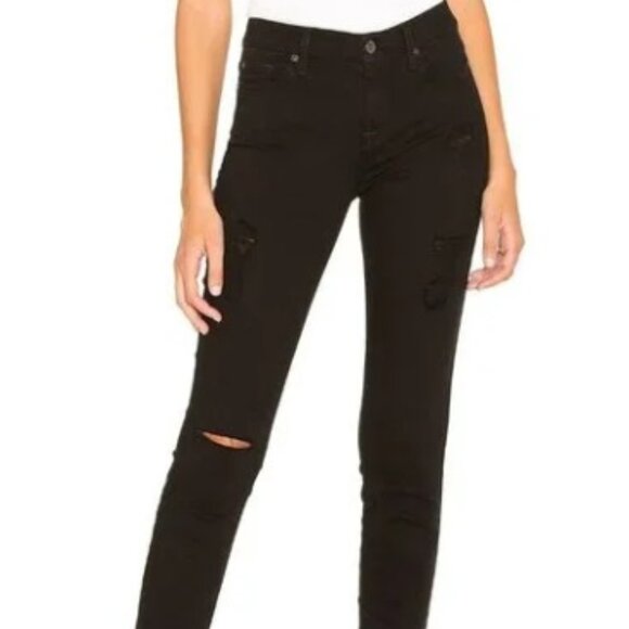 7 For All Mankind (B)Air Denim Ankle Skinny Destroy Black  Jeans size 26 / 2 - Picture 3 of 6